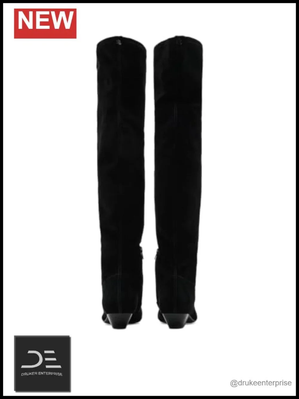 Sheep-Suede Over-the-Knee Tall Boots with Stacked Heel
